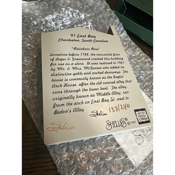 Sheilas Inc. 1997 Rainbow Row Charleston SC Wooden Handcrafted Collectible Tan - Picture 2 of 4